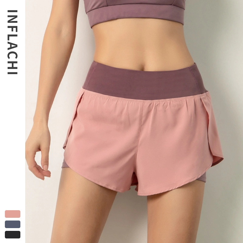 Fitness Sports Shorts Women′s Summer Hot Pants Night Run Anti-Exposure European and American Yoga Leisure Speed Dry Running Breathable