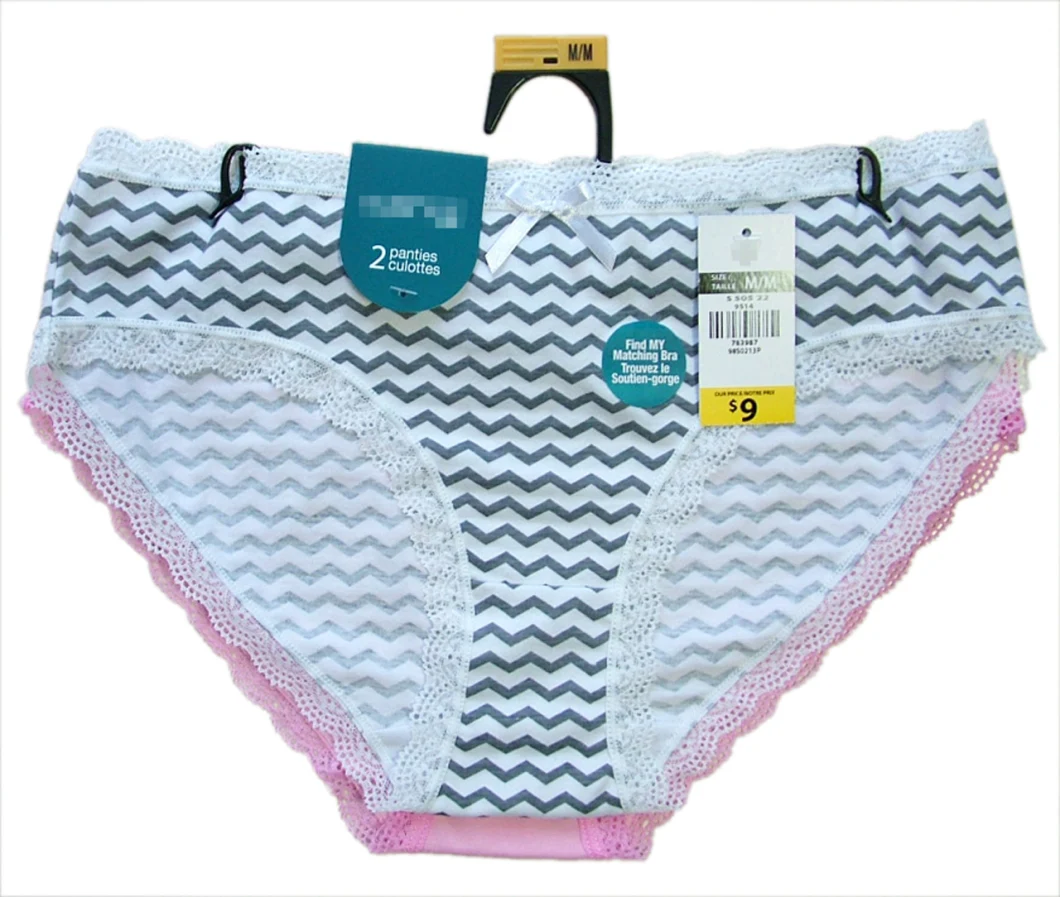 Ladies Brief 2pk Pack Bikini Underwear Scallop at Leg Opening