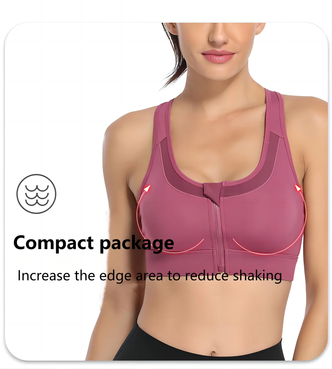 Fitness Seamless Gym Running Tank Tops Breathable Front Zipper Adjustable Back Big Size Women Yoga Top Sports Bra