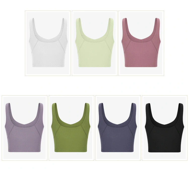 Sy-D9830 New Soft and High Elastic Ribbed Yoga Vest Slimming Moisture Wicking Sports Bra for Women Wear