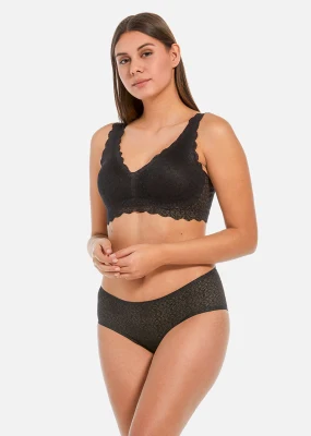 Prezzo economico, set di biancheria intima da donna sportiva in pizzo nero sexy di alta qualità, confortevole