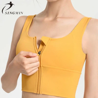 Reggiseno sportivo 2021 con taglia regolabile e gilet fitness antiurto ad alta resistenza in velcro Reggiseno yoga da donna taglie forti con cerniera frontale