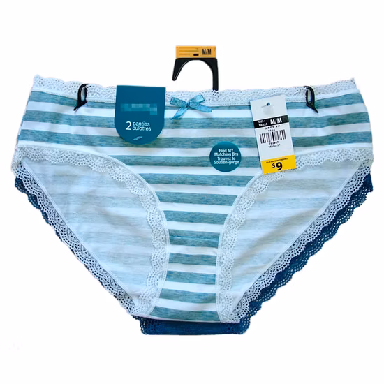 Slip da donna, confezione da 2 pezzi di intimo bikini con motivo a conchiglia sull'apertura della gamba