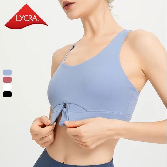 Spallacci larghi, cerniera frontale antiurto, tuta da jogging da donna, reggiseno sportivo