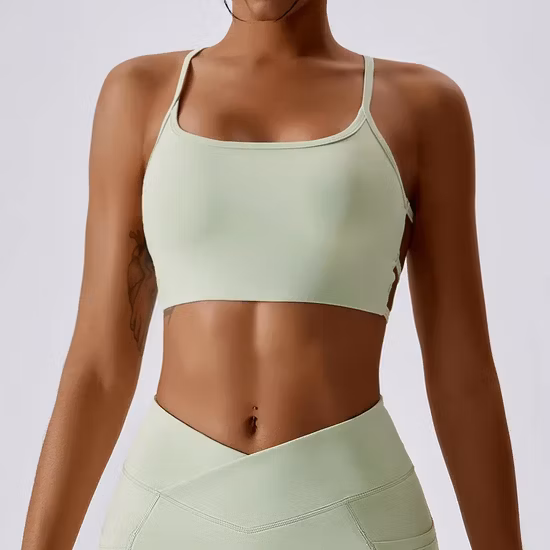 Commercio all'ingrosso OEM/ODM Damen S-Träger Canotta Crop Canotte Crossover Back Yoga Reggiseno Quick Dry Fitness Gym Abbigliamento da allenamento attivo Sport-BHs