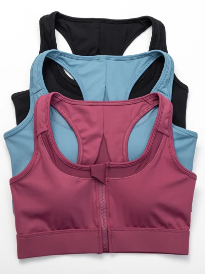 Fitness Senza Soluzione di Continuità Palestra Corsa Canotte Traspirante Cerniera Frontale Regolabile Indietro di Grandi Dimensioni Donna Yoga Top Reggiseno Sportivo