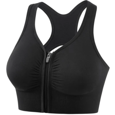 Reggiseno sportivo da donna senza cuciture per allenamento yoga da corsa ad alto impatto con cerniera anteriore Bl20086